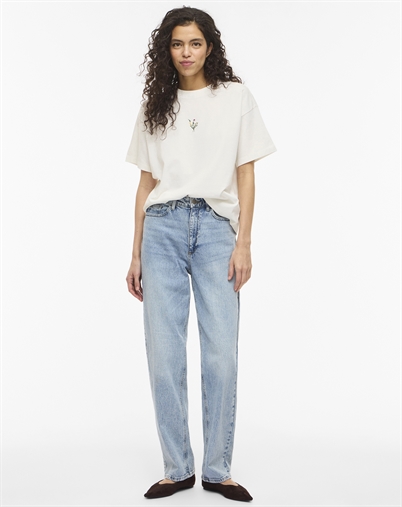 Vila - VIMonie Floral Embrodery T-Shirt - Snow White 